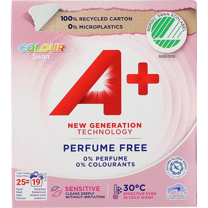 A+ Vaskepulver Kulørt Vask Sensitiv 19 stk
