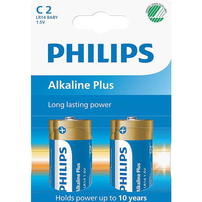 Philips Alkaline Plus C batterier 2-pak