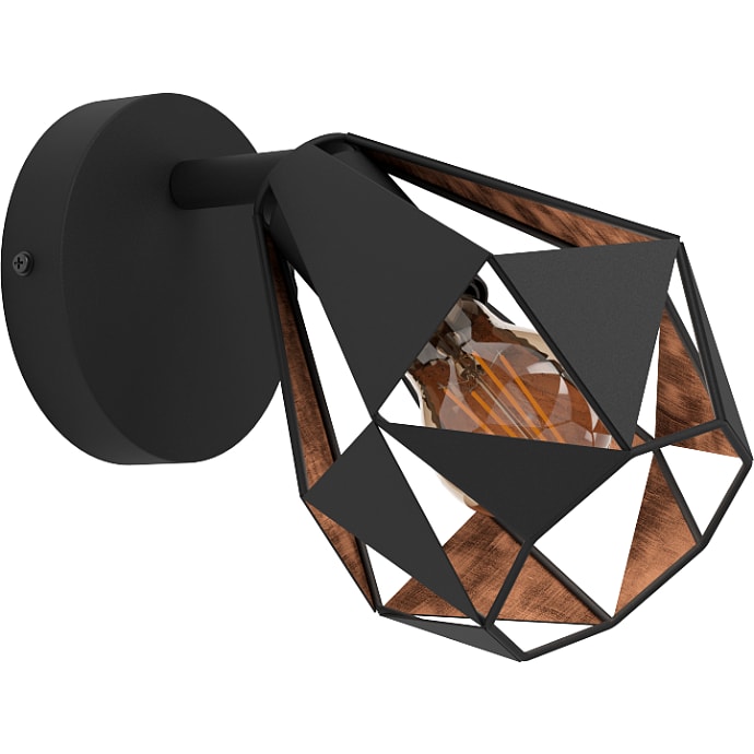 Eglo Carton væg- og loftlampe sort/kobber