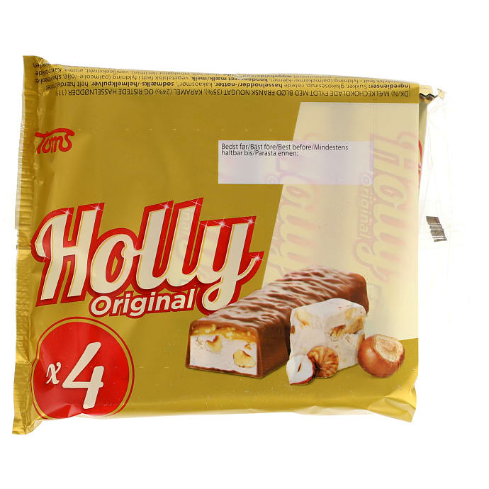 Mælkechokoladebar m. fransk nougat, karamel og hasselnødder
