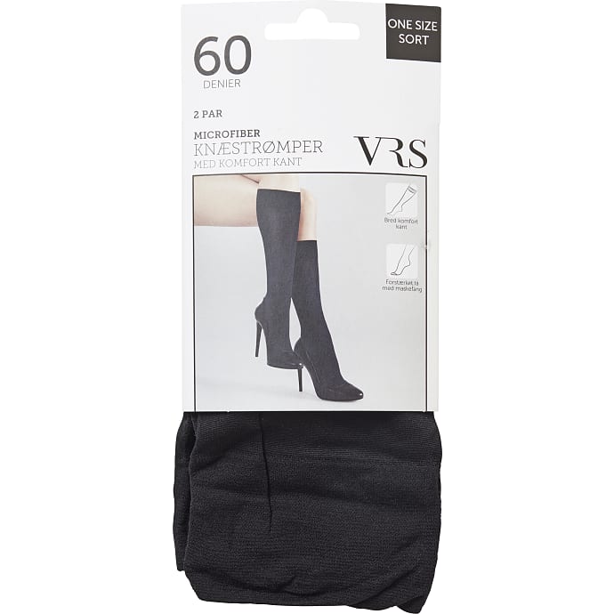 VRS dame 2-pak knæstrømper str. onesize - sort