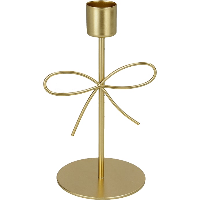 Lysestage med sløjfe 7x13 cm - guld