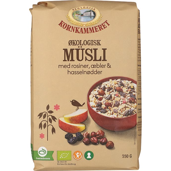 Müsli m. rosiner, æbler og hasselnødder øko