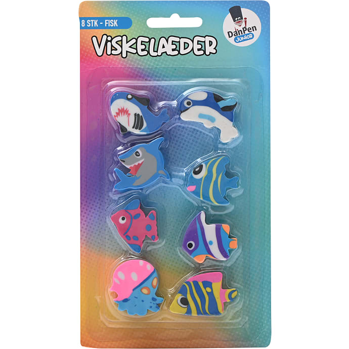 Danpen Junior Viskelædere Fisk 8-pak