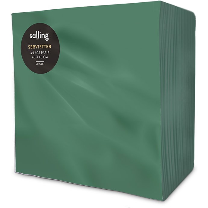 Salling ensfarvede servietter 40x40 cm 50-pak - Flaskegrøn