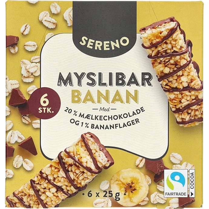 Müslibarer m. chokolade og banan