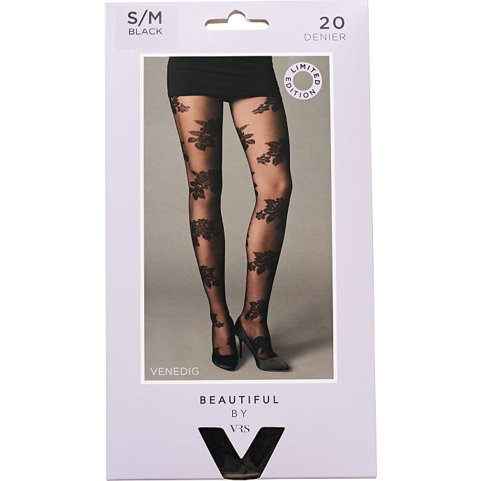 Beautiful By VRS Strømpebukser Venedig Str. 2XL Sort