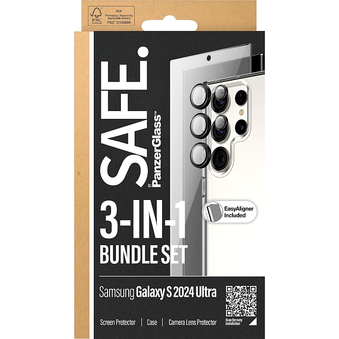 PanzerGlass SAFE 3-i-1 beskyttelsessæt Samsung Galaxy S24 Ultra