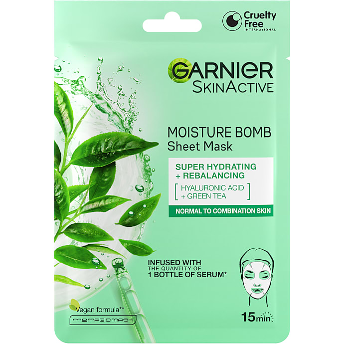 Moisture Bomb ansigtsmaske m. grøn te og hyaluronsyre normal til kombineret hud