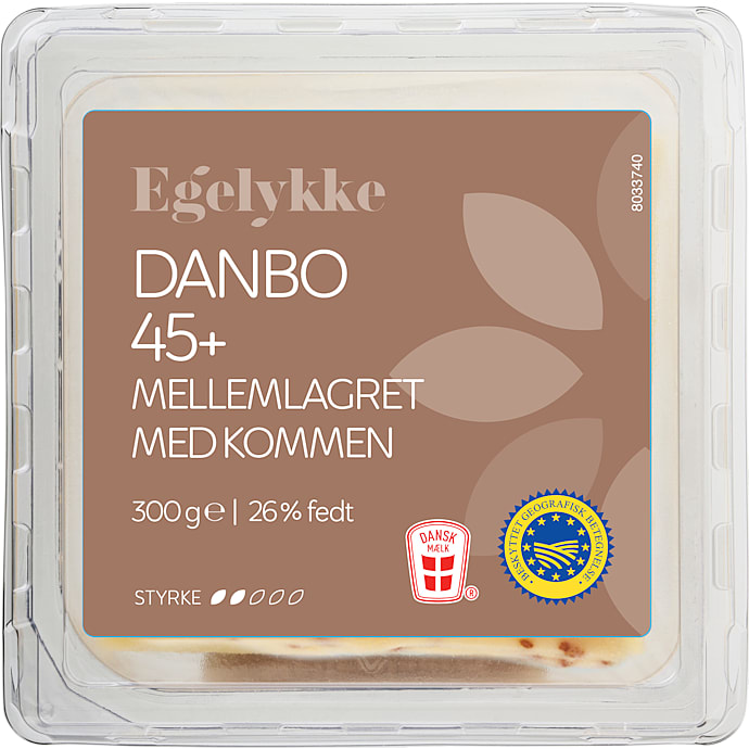 Egelykke Mellemlagret Ost i Skiver med Kommen 45+ 300 g