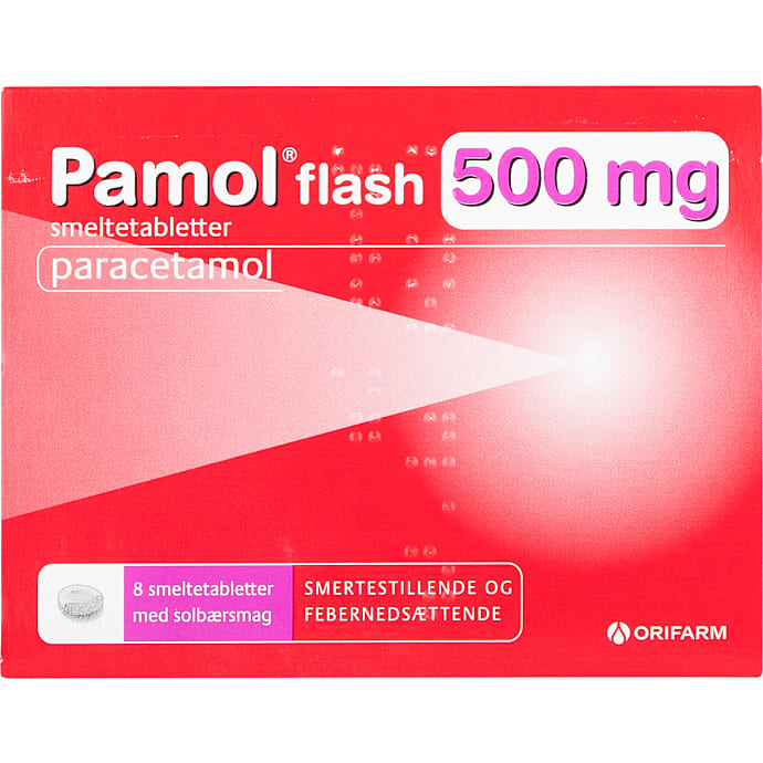 Smertestillende og febernedsættende smeltetabletter m. solbærsmag 500 mg
