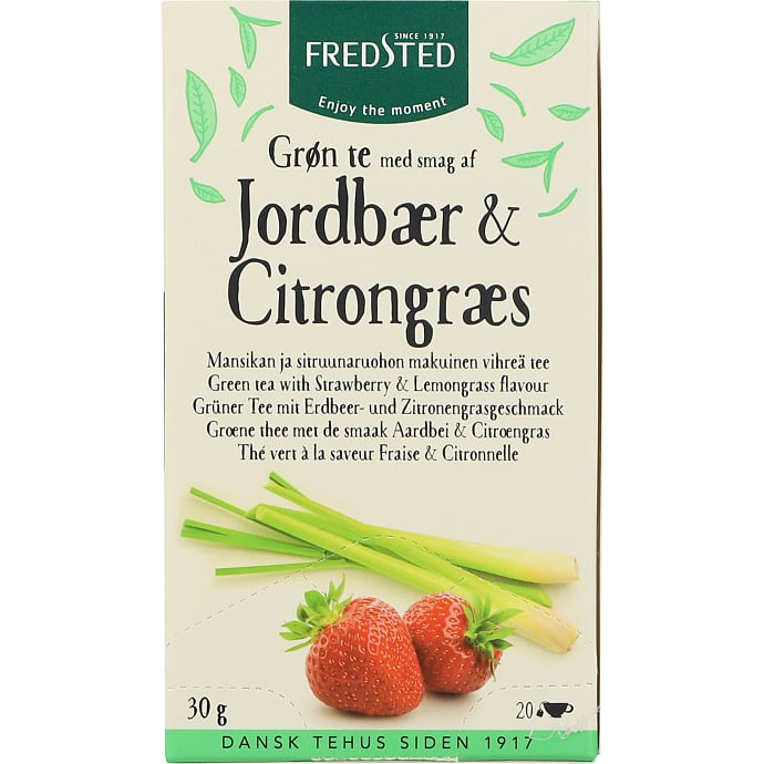Grøn te m. jordbær og citrongræs