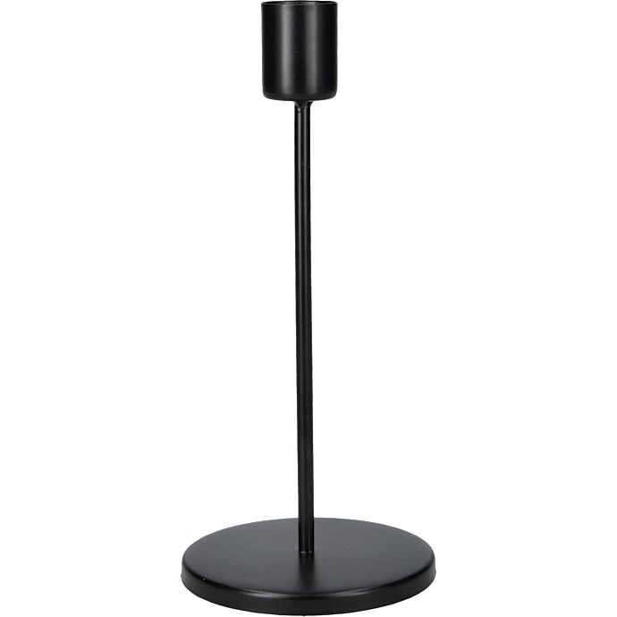 Lysestage metal sort D8 x H18 cm