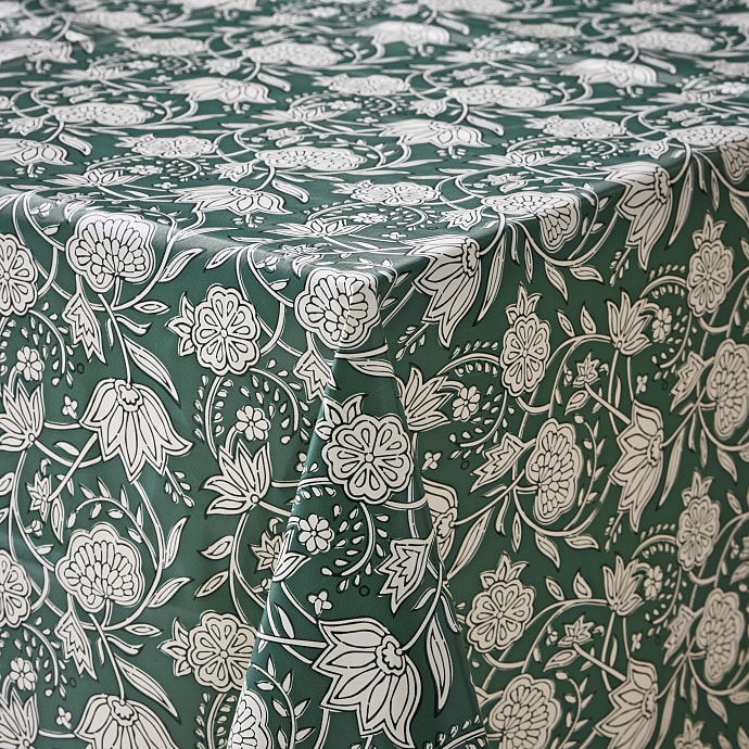Voksdug - grøn med blomster