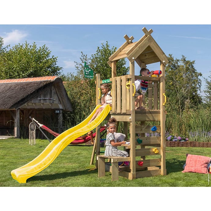 Jungle Gym Teepee legetårn komplet inkl. gul rutsjebane