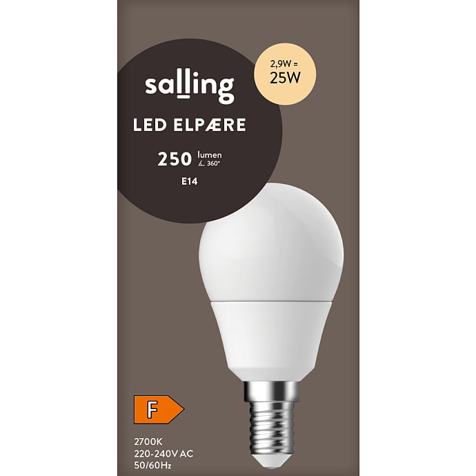 Salling LED kronepære 2,9W - varmt hvidt lys
