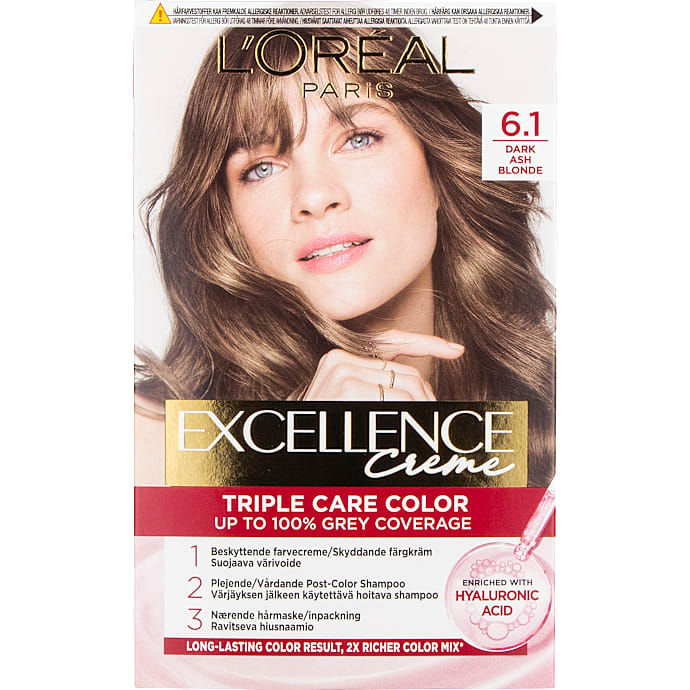 Triple Care Color permanent hårfarve 6.1 Dark Ash Blonde
