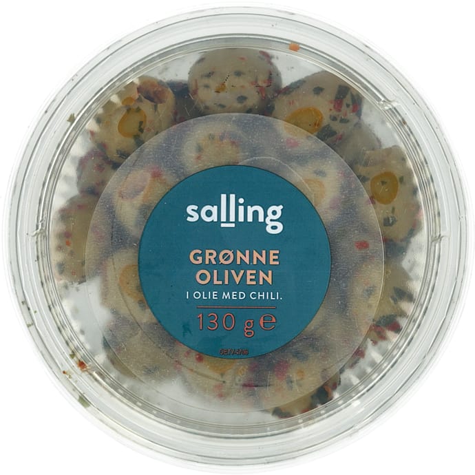 Salling Grønne Oliven i Chiliolie