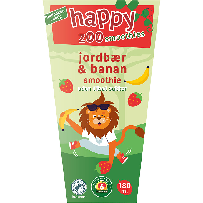 Happy Zoo Smoothie Jordbær og Banan 180 ml