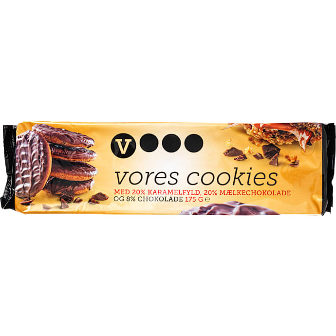 Cookies m. karamelfyld og chokoladeovertræk