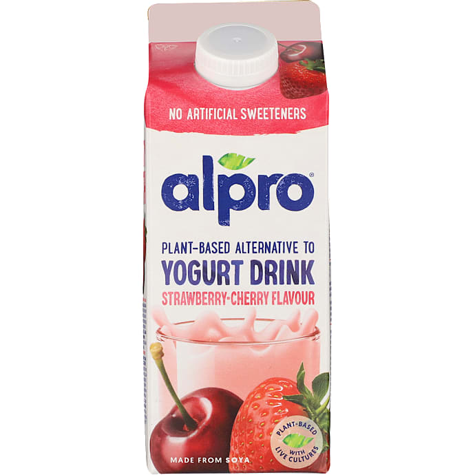 Alpro Plantebaseret Drikkeyougurt Jordbær Kirsebær