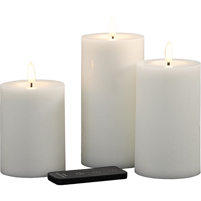 Windsor LED 3-pak bloklys sæt Ø7,5x H10 - 12,5 -15 cm - hvid