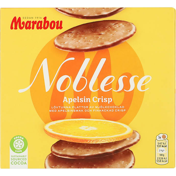 Marabou Mælkechokolade Appelsin og Majsknas