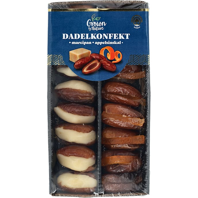 Dadler m. marcipan og appelsinskal