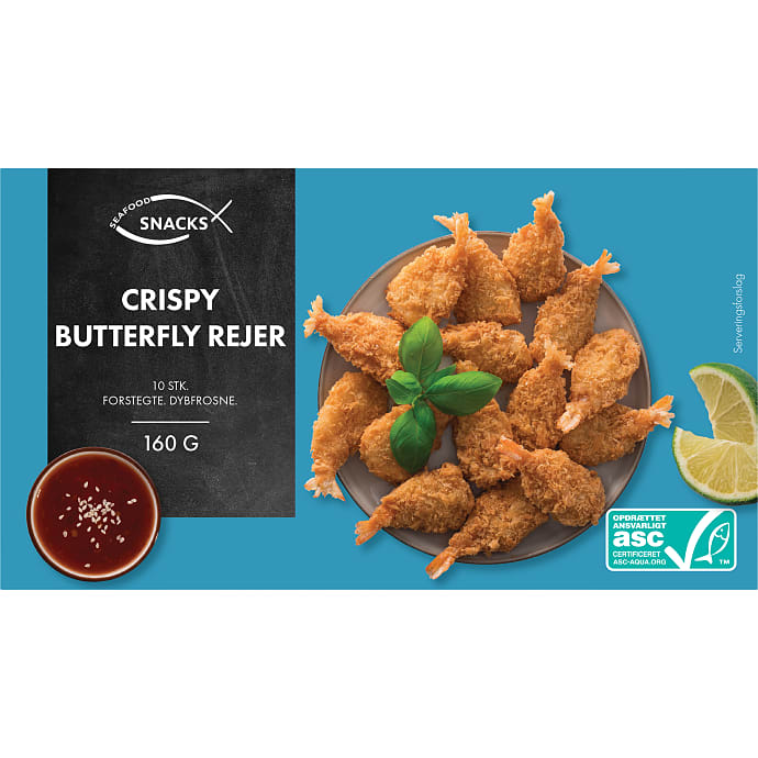 Seafood snack Panerede butterfly rejer