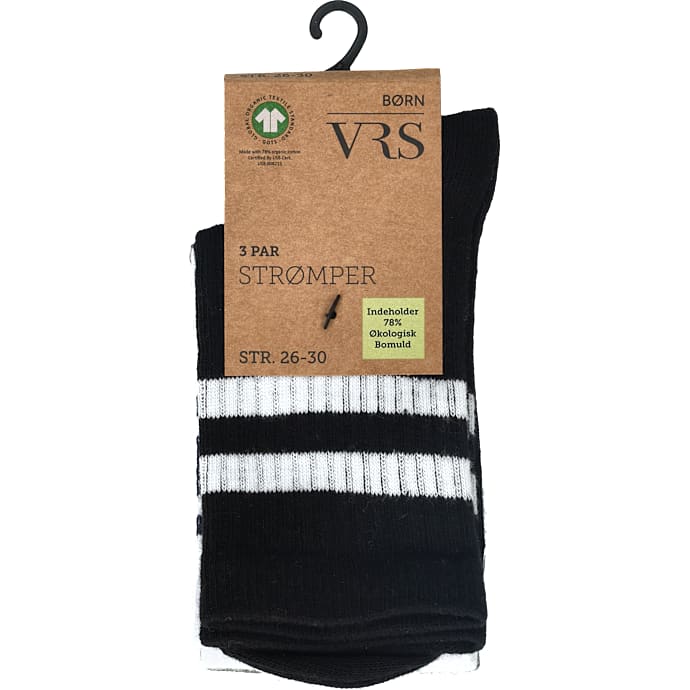 VRS børne 3-pak strømper str. 31/34 - grøn/hvid/sort