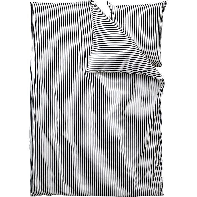 Mikrofiber sengetøj 140x220 cm  - simpel sort strib