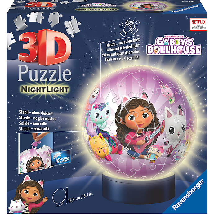 Gabby's Dollhouse Night Light 3D-puslespil - 72 brikker – produktbillede