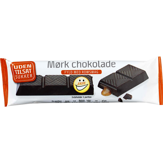 Mørk chokolade fyld med romssmag u. tilsat sukker
