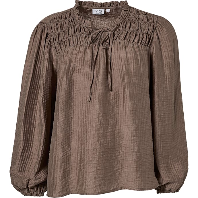 VRS Dame Bluse med Smock - Brun
