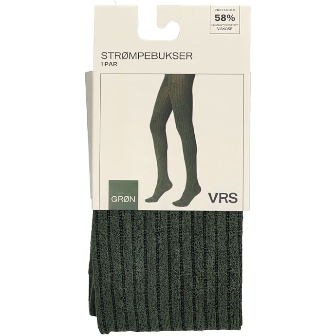 VRS dame strømpebukser ribstrikkede str. l/xl - grøn