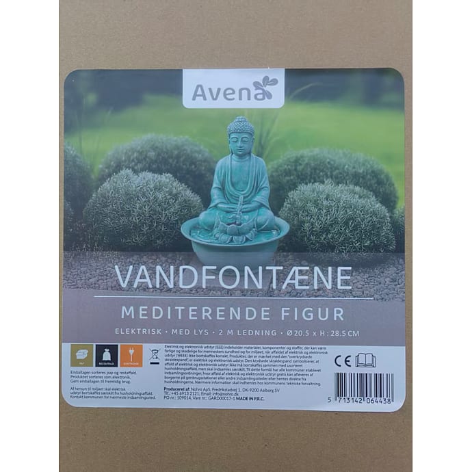 Avena Vandfontæne med lys - mediterende figur