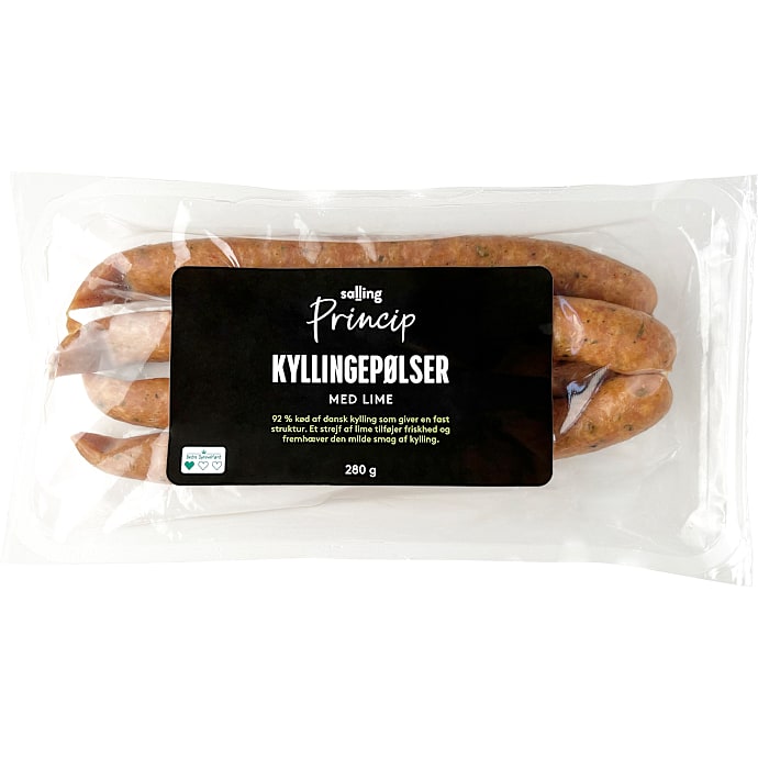 Kyllinepølser m. lime 92% kød