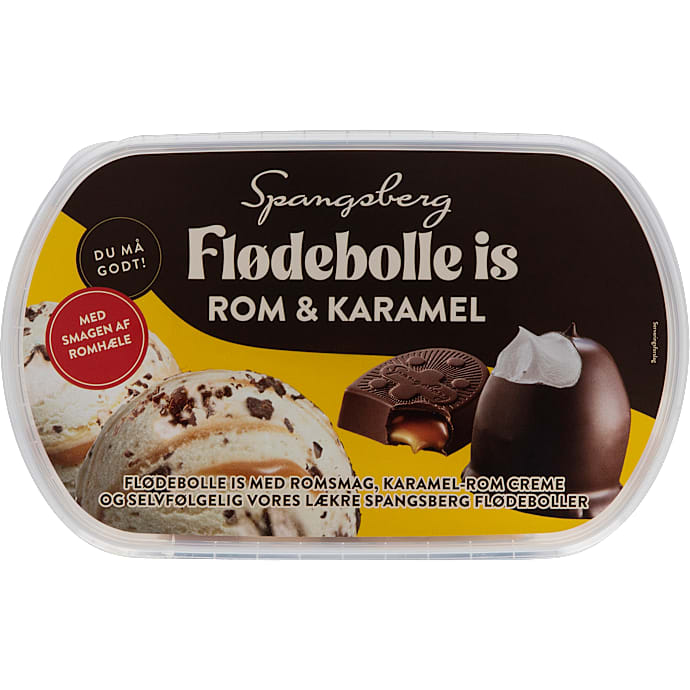 Mælkeis m. flødebolle, karamel og romsmag