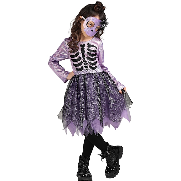 Halloween lilla glimmer skelet kostume str. 104