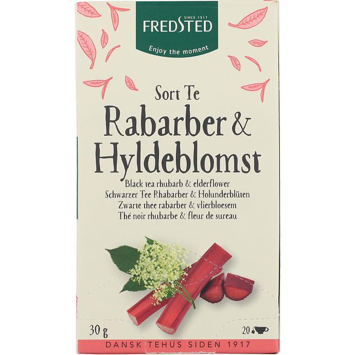 Sort te m. rabarbersmag og hyldeblomst