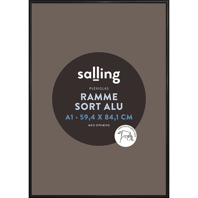 Sort ramme m. plexiglas - 59,4x84,1 cm