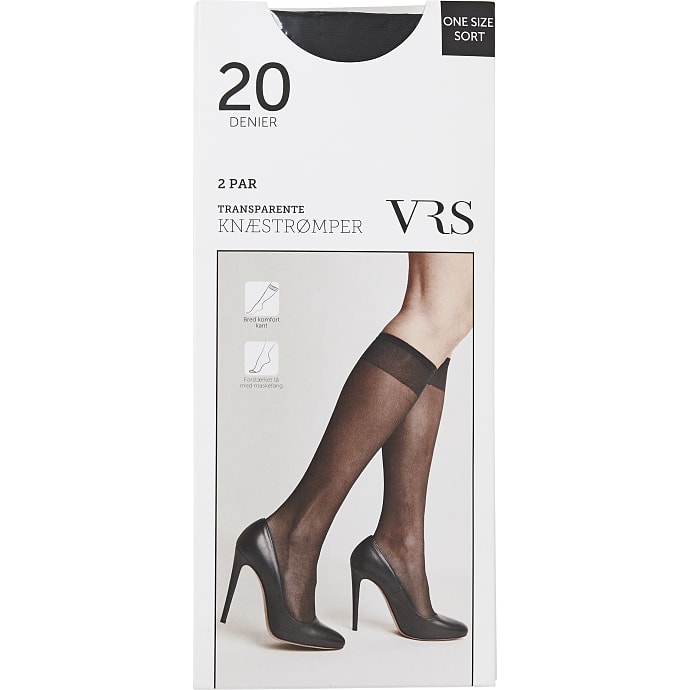 VRS 2-pak knæstrømper str. onesize - sort