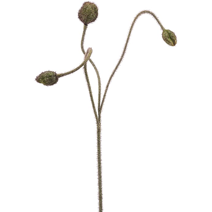Kunstig blomsterstilk valmue i knop - grøn