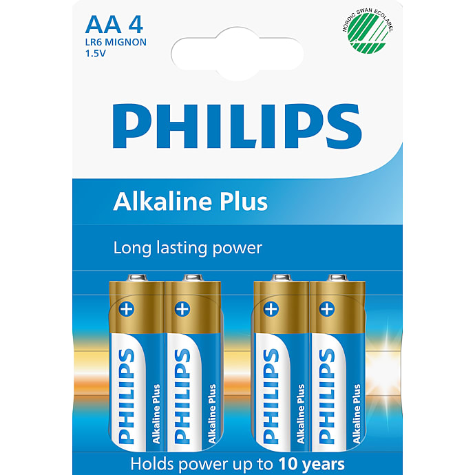 Philips Alkaline Plus AA batterier 4-pak