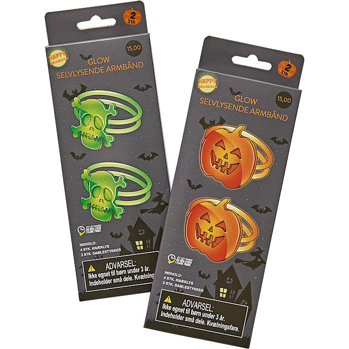 Halloween glow armbånd - flere varianter - assorteret