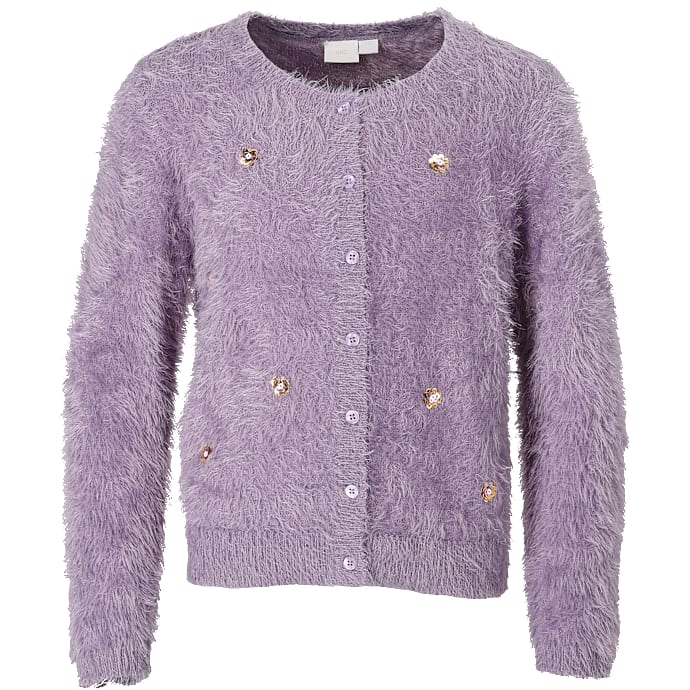 VRS børne strik cardigan str. 146/152 - lilla
