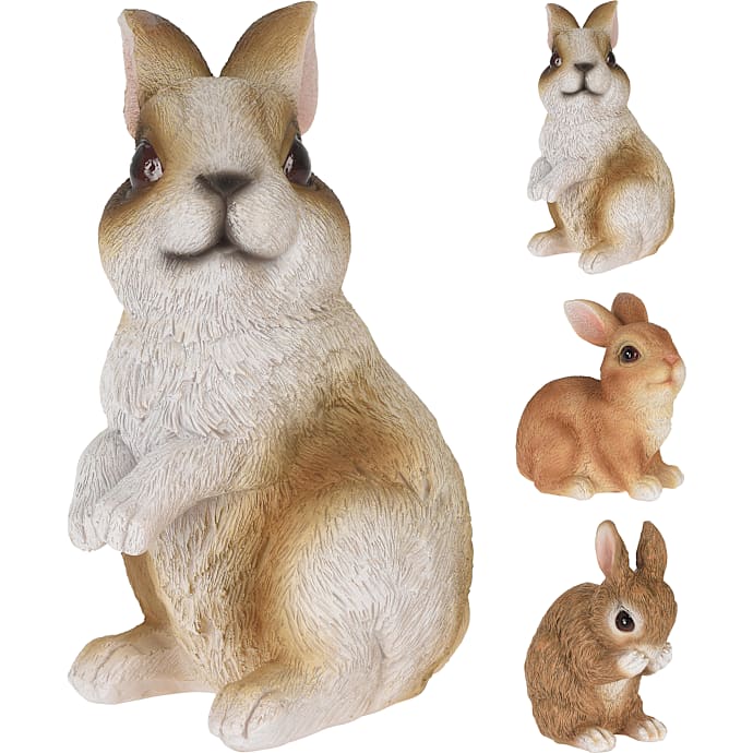Havefigur hare i polyresin assorteret