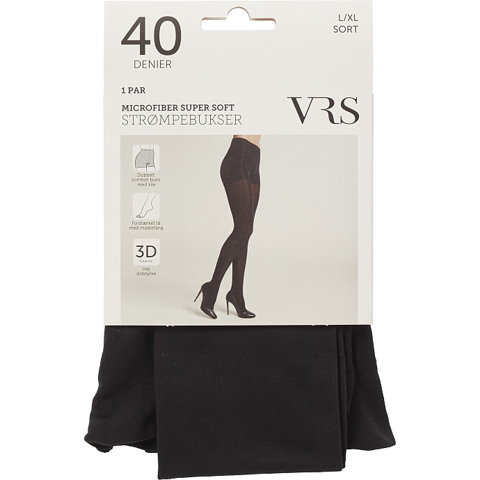 VRS strømpebukser nano microfiber str. L/XL - sort