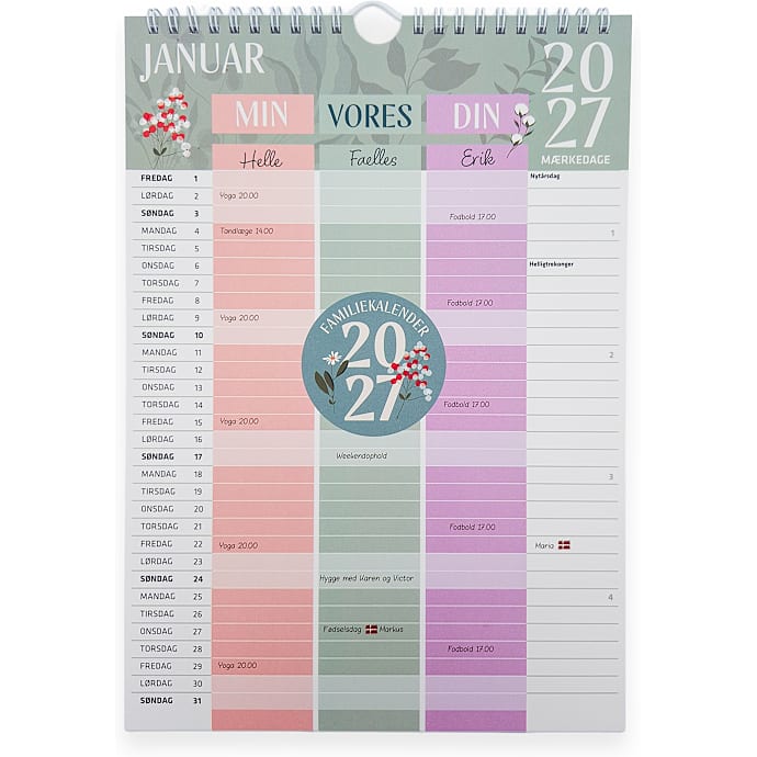 Kalender 2027 - kun os to