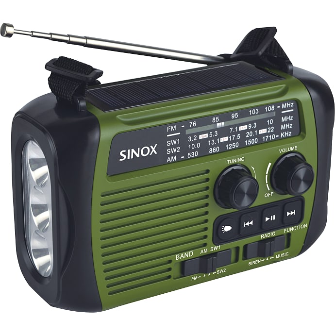 Sinox SXL5500 nødradio FM/AM/SW-radio m. Bluetooth